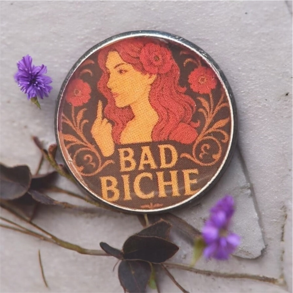 Cheeky “Bad Biche” silver plated ring- 20 mm