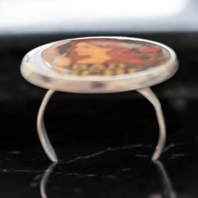 Cheeky “Bad Biche” silver plated ring- 20 mm