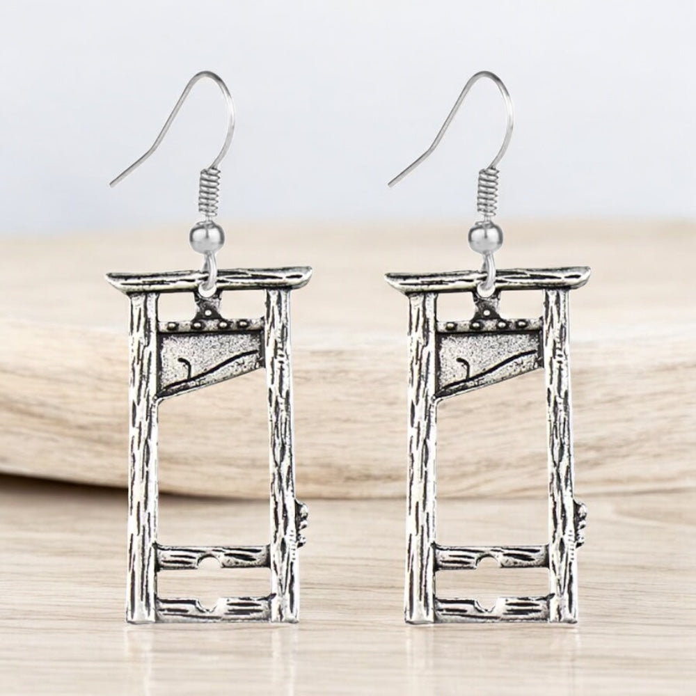 Silver plated gothic Guillotine earrings