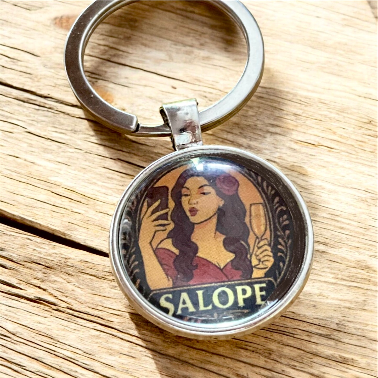 “salope” retro design key ring