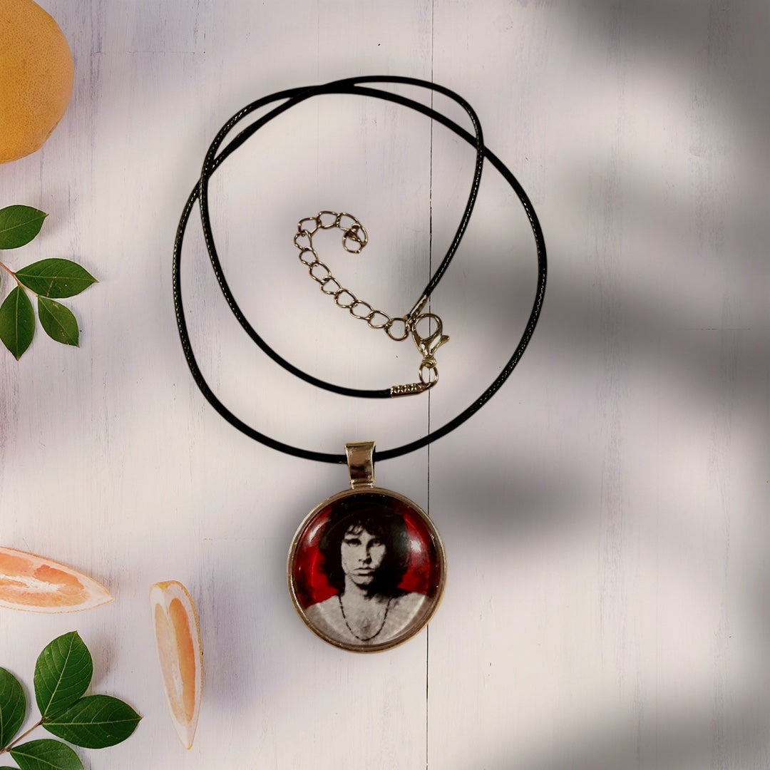Jim Morrison pendant and black necklace