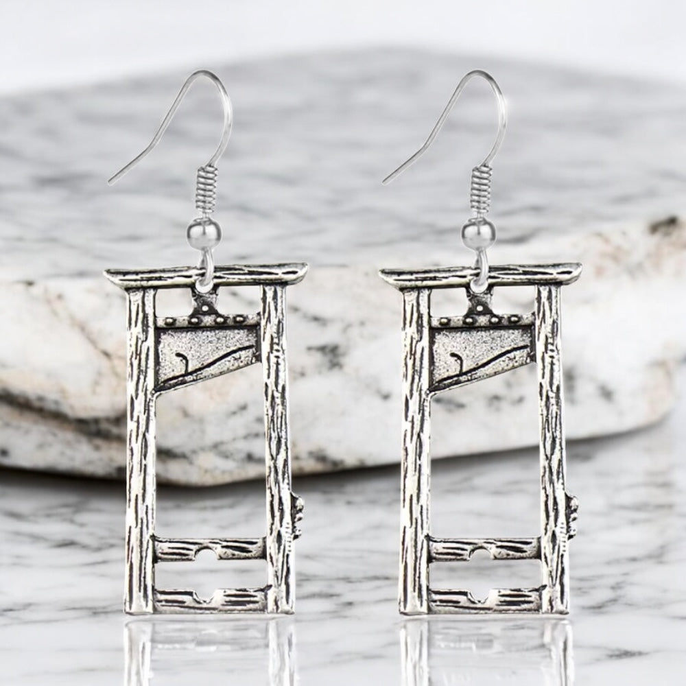 Silver plated gothic Guillotine earrings