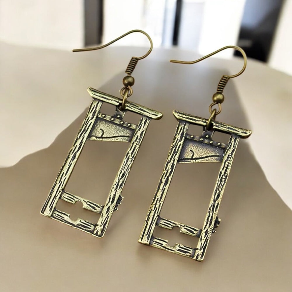 Bronze plated Guillotine Earrings