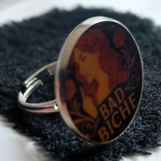 Cheeky “Bad Biche” silver plated ring- 20 mm