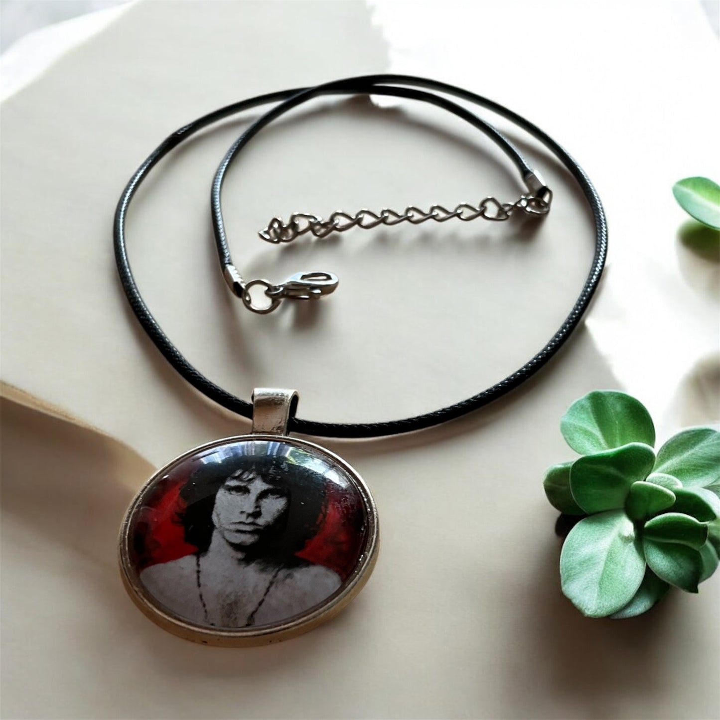 Jim Morrison pendant and black necklace