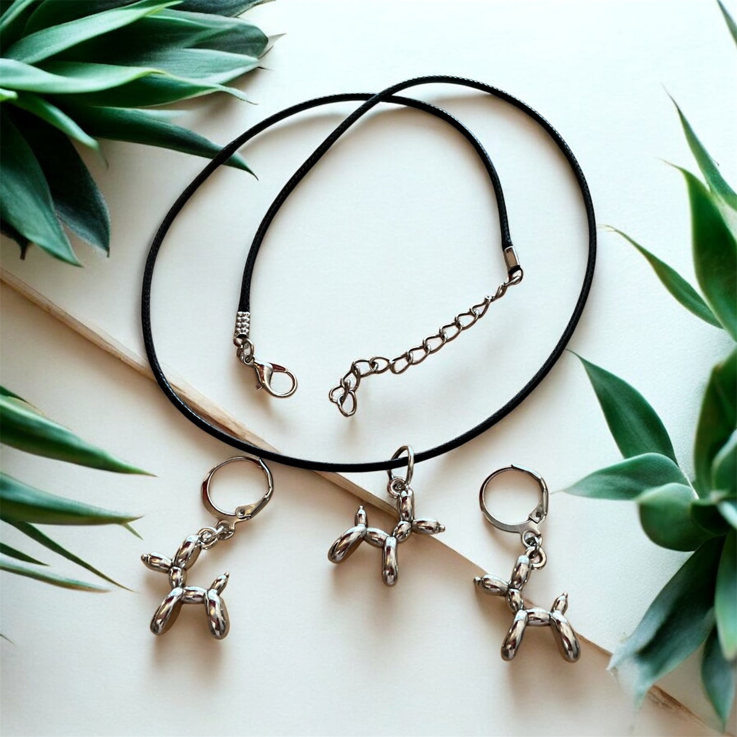 Balloon Dog Set- earrings and necklace