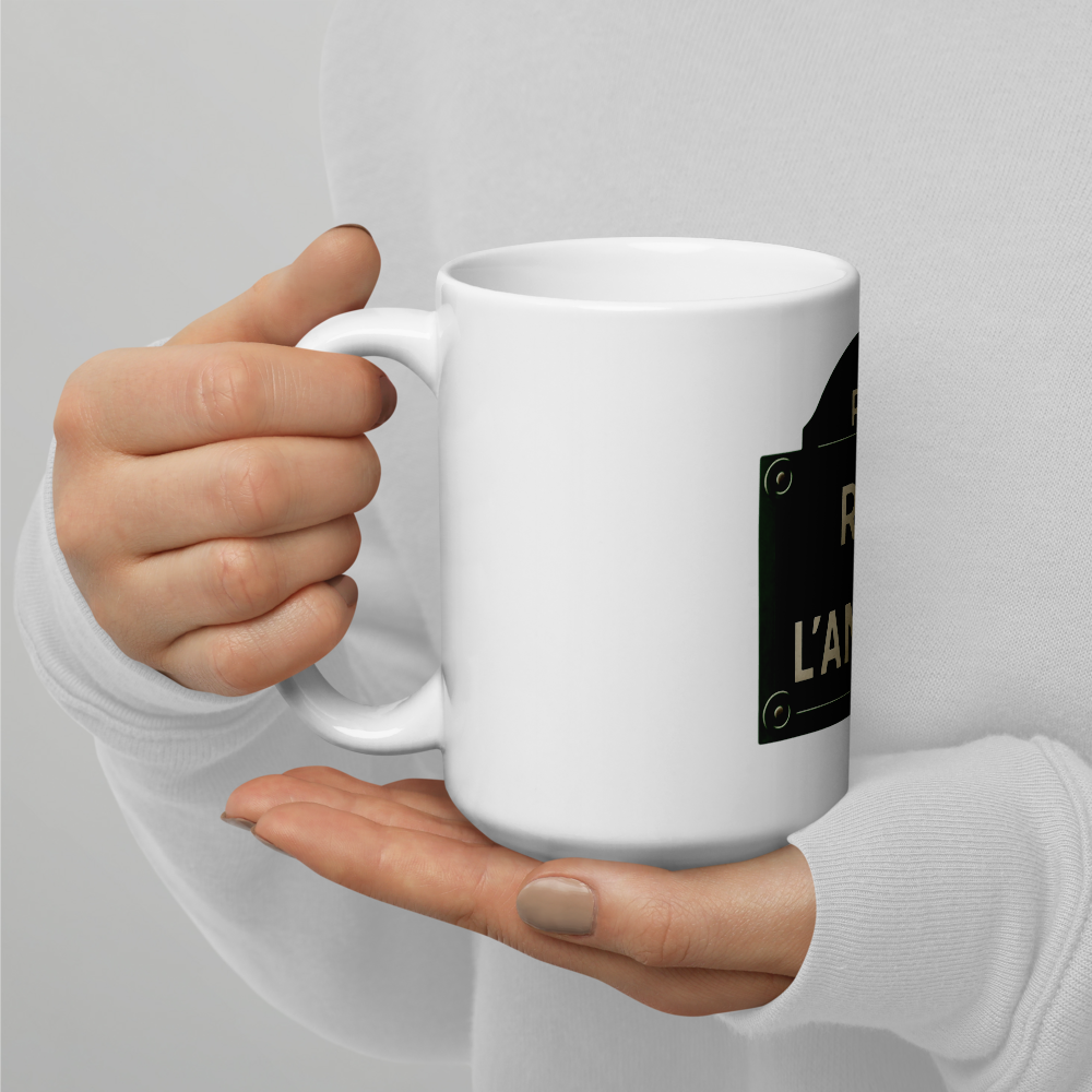 “Rue de l’amour”- White glossy mug