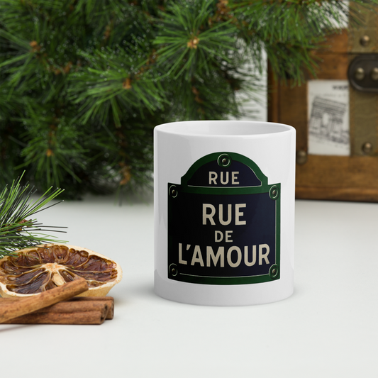 “Rue de l’amour”- White glossy mug
