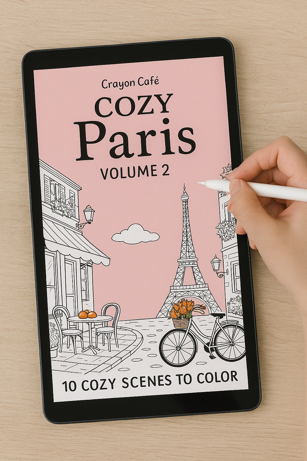 Cozy Paris Coloring Book Volume 2 | 10 Printable Paris Scenes | Adult Coloring Pages Digital Download