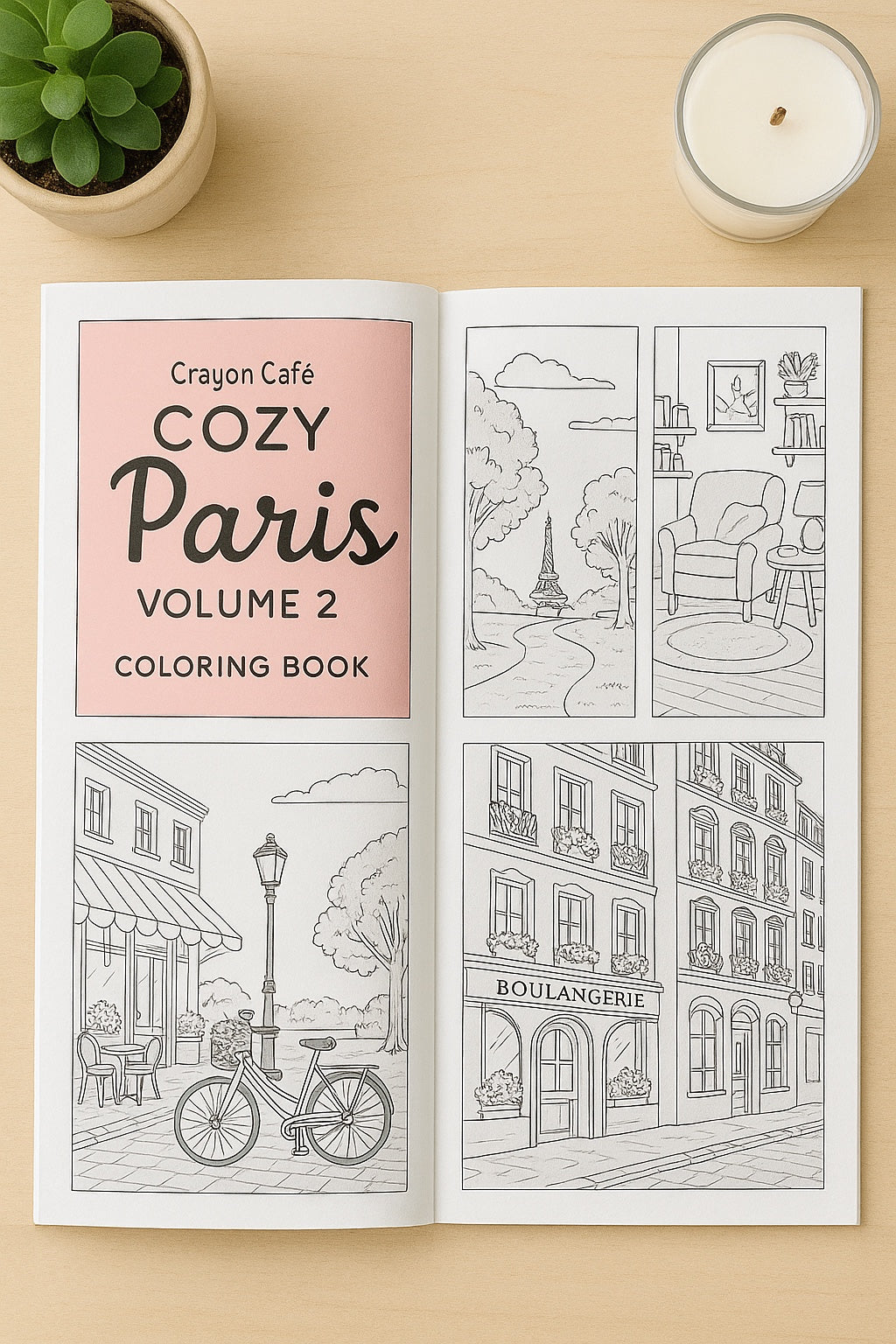Cozy Paris Coloring Book Volume 2 | 10 Printable Paris Scenes | Adult Coloring Pages Digital Download