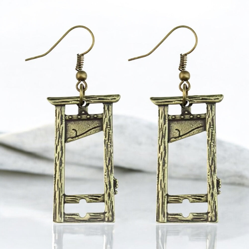 Bronze plated Guillotine Earrings
