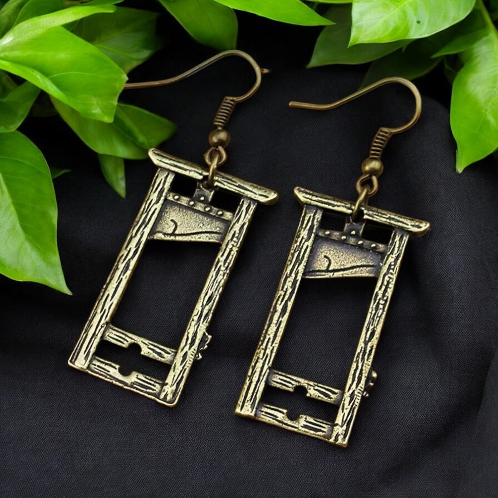 Bronze plated Guillotine Earrings