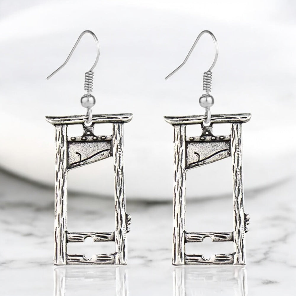 Silver plated gothic Guillotine earrings
