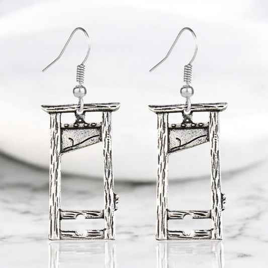 Silver plated gothic Guillotine earrings