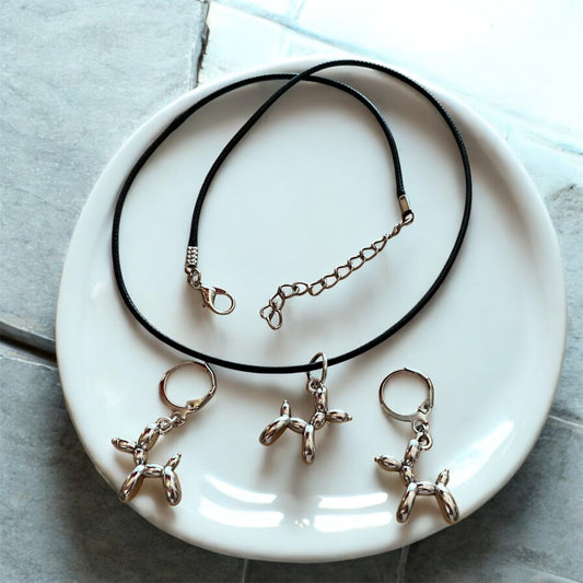 Balloon Dog Set- earrings and necklace