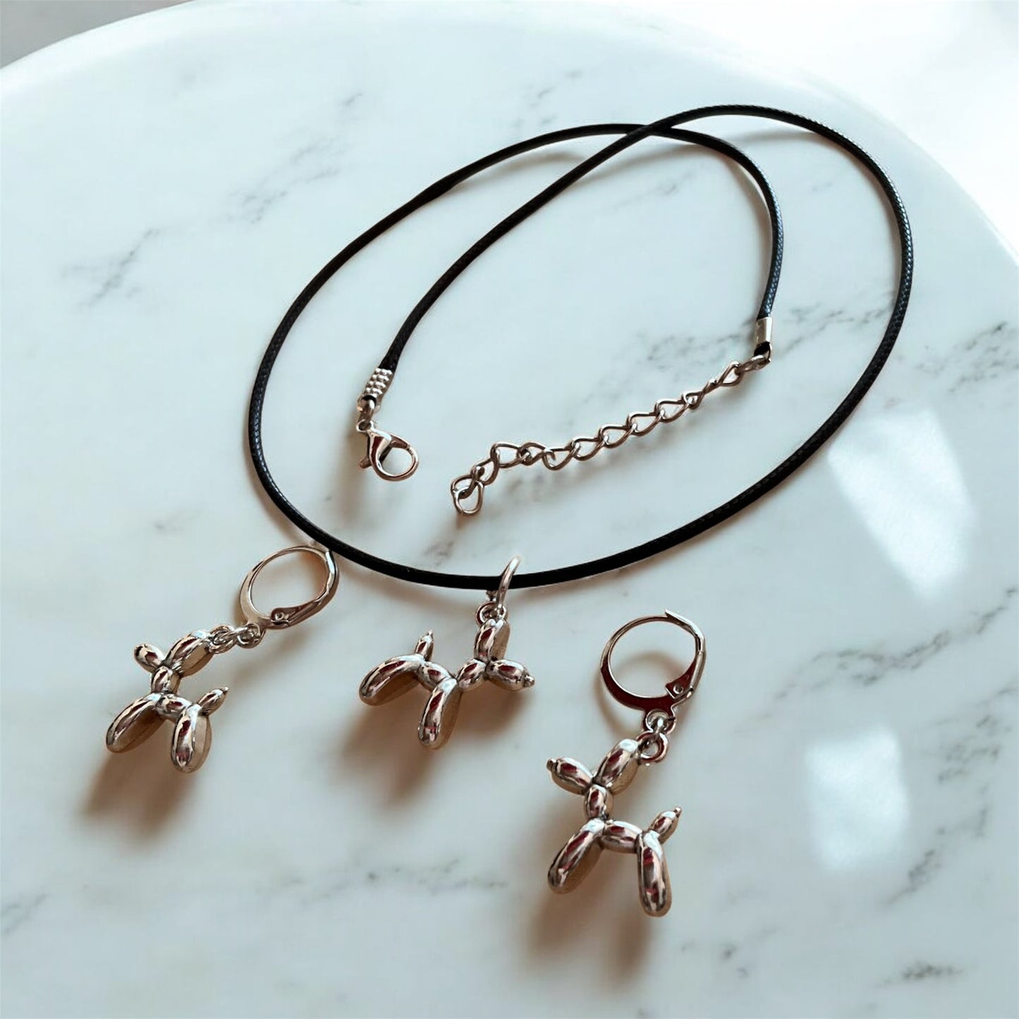 Balloon Dog Set- earrings and necklace